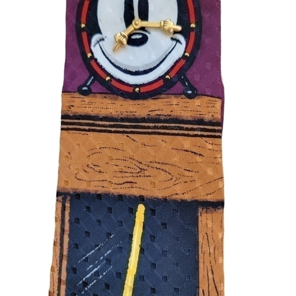 DISNEY Vintage Mickey 3D Clock hand - Father Time Silk Tie - Picture 4 of 11